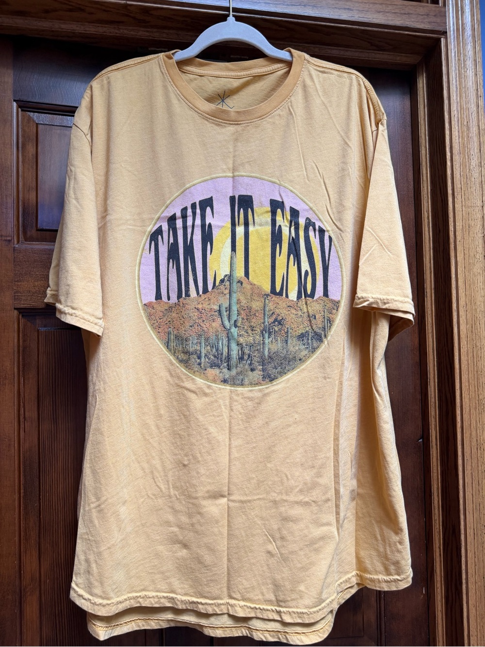 Take It Easy Graphic Tee - Mustard Yellow, One Size